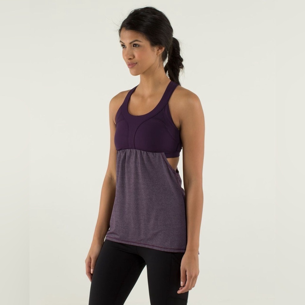 Lululemon 2-In-Run Tank Heathered Deep Zinfandel